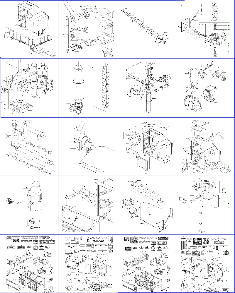 Bộ phận thùng chứa lúa, nhãn và phụ kiện